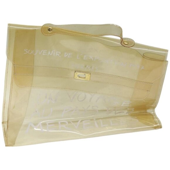 HERMES Vinyl Kelly Hand Bag Vinyl Clear Auth - Picture 1 of 16
